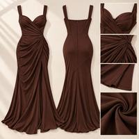 Robe de soirée portefeuille pour femme en satin, avec fente haute, décolleté cœur, coupe ajustée, longueur ras du sol, pour soirée et cérémonie