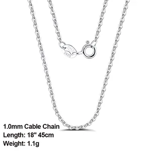 RINNTIN SC06 Cable Chain Necklace Women Jewelry Wholesale 18K Gold Italian 925 Sterling Silver Chains For Jewelry Making
