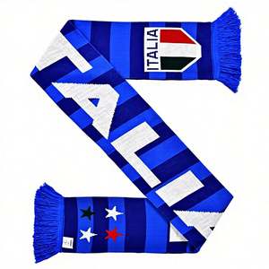 Bufanda de Fútbol Italiana Tejida (Bicolor Azul), Hecha de Acrílico 100% de Alta Calidad, Lavable - Product Image 1