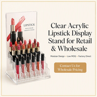 Présentoir personnalisé en acrylique transparent pour rouges à lèvres, support de rangement pour gloss et maquillage, présentoir de comptoir pour cosmétiques, vente en gros