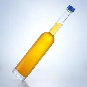 Botella De Vidrio Transparente Para Licor De Tequila Cuello Largo De Alta Calidad 500ml 700ml 750ml Con Tapa