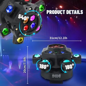 Luz de Escenario con Seis Brazos, Efecto Ojo de Abeja, Láser RGBW, Múltiples Patrones, DMX512, Control Remoto por Sonido, Funcionamiento Automático, Proyector para Discotecas, KTV, Bares, Bodas y Eventos - Product Image 3