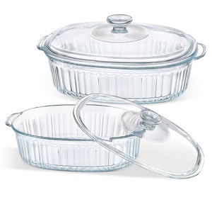 Glas auflauf Backform Set mit 2 Aufläufen mit Glas deckeln, 1,9 Qt und 3 Qt - Product Image 1