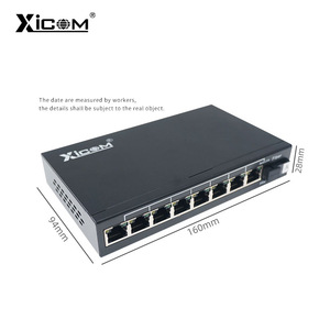Convertisseur de média fibre optique Xicom 1 optique 8 électriques, 1 optique 1 électrique pour la surveillance des réseaux vidéo - Product Image 2