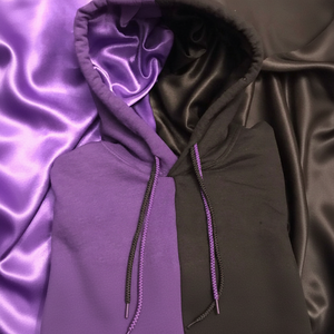 Venta al por mayor French Terry Pullover Color Block Unisex Custom 2 Tone Sudaderas Seda con capucha Satén Forrado Sudadera con capucha - Product Image 1