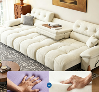 Großhandel Neues Modernes Gerades Stoffsofa Minimalistisches Cremeweißes Sofa-Set für Wohnzimmer