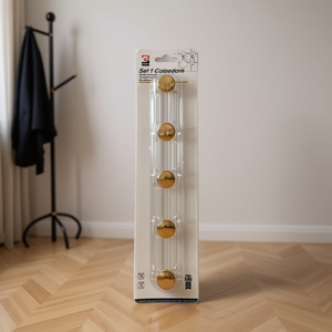 5 Hook Set Transparent Circular Gold Plated Wall Hooks - Product Image 3