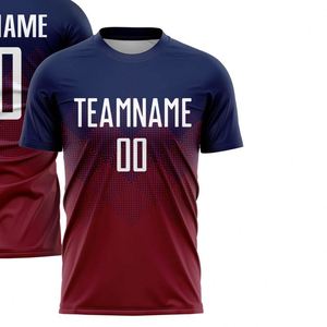Camiseta de Fútbol Azul Marino y Roja de Manga Corta, Uniforme Deportivo Transpirable de Secado Rápido, Ligero y de Alto Rendimiento - Product Image 2