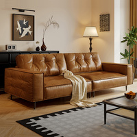 Kualitas baik cahaya mewah Italia kulit gaya Amerika disesuaikan bingkai kayu solid furnitur ruang tamu sofa modular