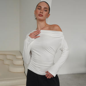 เสื้อยืดอเนกประสงค์สีพื้น ดีไซน์ผูกเชือก ทรงเข้ารูป ช่วยให้ดูเพรียวบาง สไตล์เก๋ไก๋แบบอสมมาตร - Product Image 2