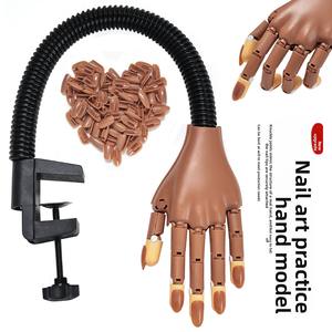 Modèle de main artificielle flexible en plastique pour la pratique de l'art des ongles, pièce d'entraînement pour les ongles, joint de doigt mécanique, support de main - Product Image 1