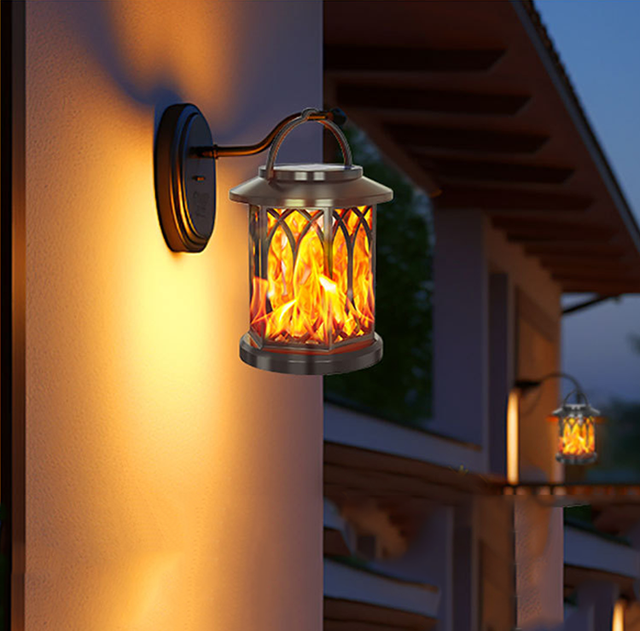 Vintage IP65 Waterproof LED Lanterns with Dancing Flame Effect Lights Solar Powered Hanging Lights Outdoor Garden Lights