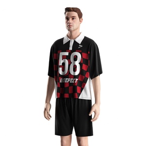 Jersey Retro Transpirable con Cuello Polo y Costuras de Malla para Hombre, con Diseño de Franjas en Contraste de Fútbol Americano - Product Image 2