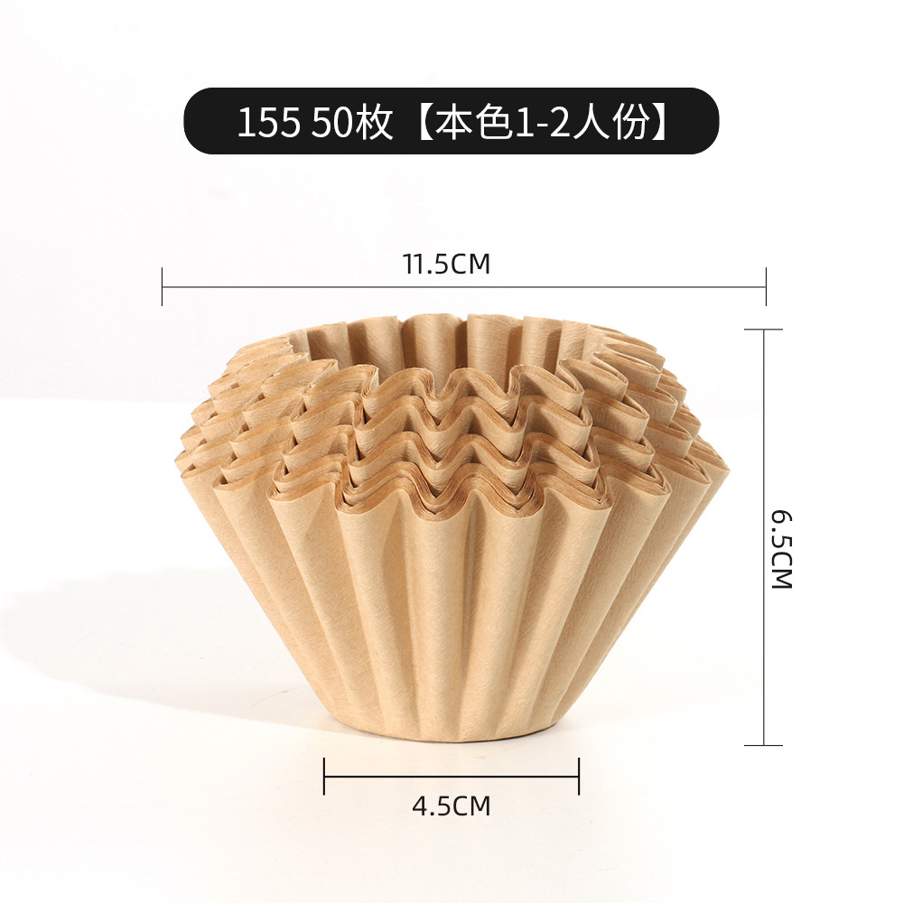 155 - Filtro de Papel para Café en Forma de Pastel, Color Natural, 50 Unidades [Bolsa]