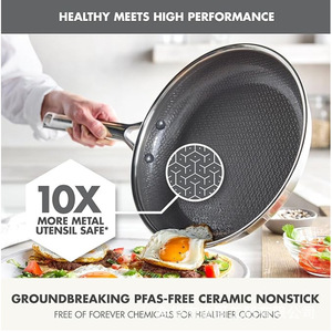 <b>Ceramic</b> Coated Frying <b>Pan</b> 18 10 Stainless Steel Induction Compatible Nonstick Round Chef <b>Pan</b> - Product Image 4
