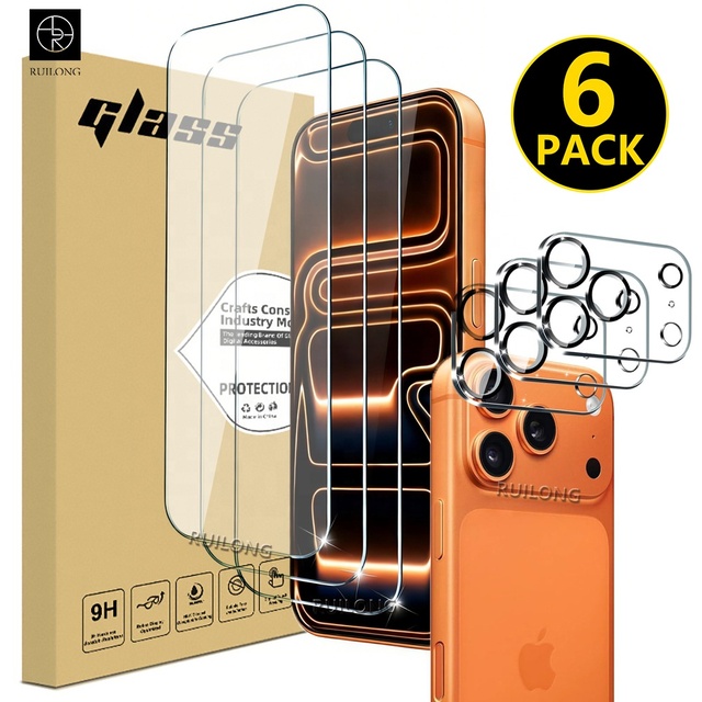 6 Pack Screen Protector Camera Lens Clear Tempered Glass Protector Case Friendly for iPhone 18 Pro Max 17 16 15 14 Factory