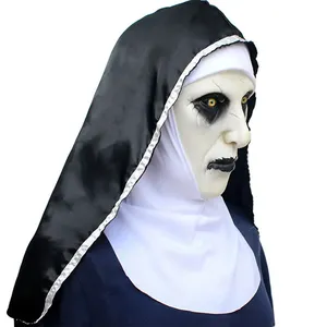 Maschera da Suora <span class=keywords><strong>Horror</strong></span> a Tema Cinematografico con Copricapo, Maschera in Lattice Spaventosa per Halloween, Costume Cosplay, Accessorio per la Testa per Adulti per Casa Stregata - Product Image 4