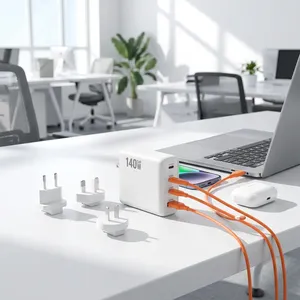 Cargador de Pared <span class=keywords><strong>GaN</strong></span> de 140W con 4 Puertos, Adaptador de Carga Rápida PD3.1 USB-C con Puerto USB-A QC de 30W para Laptop, iPhone y Dispositivos Inteligentes - Product Image 2