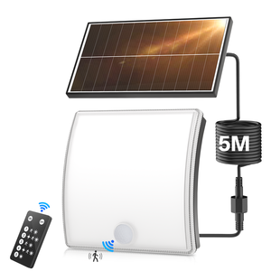 Lampes solaires pour l'extérieur avec détecteur de <span class=keywords><strong>mouvement</strong></span>, <span class=keywords><strong>applique</strong></span> murale <span class=keywords><strong>solaire</strong></span> à 5 modes pour l'extérieur avec télécommande, étanche IP65 - Product Image 1