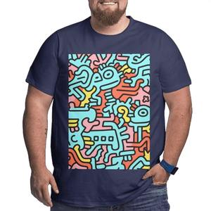 เสื้อยืดสตรีทแวร์สำหรับผู้ชายขนาดพลัสไซส์ออกแบบลายพื้นผ้าฝ้าย100% พิมพ์ลายตัดกัน - Product Image 5