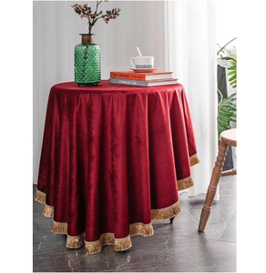 Nappe en velours pour mariage, <span class=keywords><strong>fête</strong></span>, banquet, élégante, lavable, résistante aux taches, rectangulaire, ronde, en tissu polyester - Product Image 4
