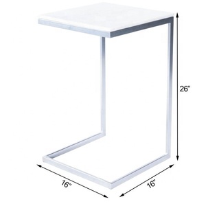 High Quality Modern <b>Side</b> <b>Table</b> Iron with Shiny <b>Marble</b> Top Rust Proof Black Powder Coat Set for Living Room - Product Image 6
