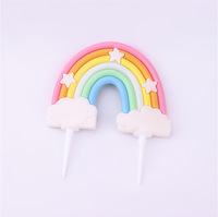 Drei dimensionale große Stern Regenbogen Polymer Clay Kinder Kuchen Dekoration Kinder Kuchen Topper
