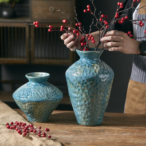 Wabi Sabi <span class=keywords><strong>Bleu</strong></span> Vert Poterie Émaillée <span class=keywords><strong>Vase</strong></span> Salon <span class=keywords><strong>Vase</strong></span> De Table Décor De Ferme <span class=keywords><strong>Vase</strong></span> En Céramique <span class=keywords><strong>Turquoise</strong></span> Pots De Fleurs Rustiques - Product Image 4