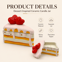 Niedliches Herz-Dekoriertes Keramik-Kuchenstück Kerzenhalter in Dessertform für Tischdekoration