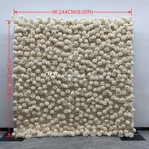 DKB Wholesale Handmade <b>Flower</b> <b>Wall</b> Panel <b>Artificial</b> <b>Flower</b> <b>Wall</b> <b>Flower</b> Backdrop <b>Wall</b> 8ft X 8ft Red <b>Flower</b> - Product Image 2