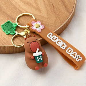 Porte-clés Capybara Mignon, Pendentif Capibala pour Sac à Dos de Cyclisme, Clé, Téléphone Portable, Accessoires de Bijoux, Caoutchouc Souple, Style 'Ugly Cute' - Product Image 4