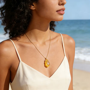 ชุดเครื่องประดับแฟชั่น สร้อยคอหินเรขาคณิตหลากสี สร้อยคอ ต่างหู กำไลข้อมือ ทำจากทองเหลืองประดับคริสตัลธรรมชาติ ดีไซน์ทันสมัยสำหรับผู้หญิง - Product Image 2