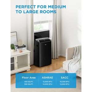 เครื่องปรับอากาศแบบพกพา Midea 12000 บีทียู อินเวอร์เตอร์ ระบบทำความเย็นเงียบพิเศษ ครอบคลุมพื้นที่สูงสุด 450 ตร.ฟุต สีดำ - Product Image 6