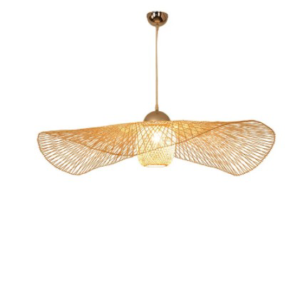 Suspension En Bambou Fait Main – Abat-jour Rotin Naturel – Style Bohème (beige, E27)