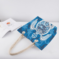 Personnalisation du motif du nom du pays Sac souvenir Grand sac à bandoulière avec poignée en corde Tortue de Porto Rico Sac de voyage en toile