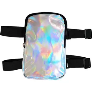 Wholesale Custom Logo Waterproof Body Phone Leg Bag Waist PU Holographic Carnival Women Leg Bag Thigh