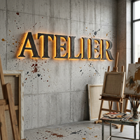 Enseigne métallique personnalisée avec logo de bar, rétroéclairée par LED, étanche, lettres en relief avec halo lumineux