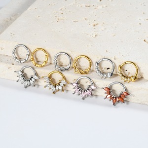 316L Paslanmaz Çelik Punk Zirkon Piercing Burun Halkası Burun <span class=keywords><strong>Septum</strong></span> Kapalı Halka Daith Halkası Vücut Piercing Takı<span class=keywords><strong>s</strong></span>ı - Product Image 5