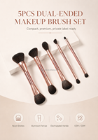 OEM ODM 5 pinceaux de maquillage synthétiques à double extrémité avec manches en plastique pour le maquillage du visage et des yeux, ensembles d'outils cosmétiques à marque privée