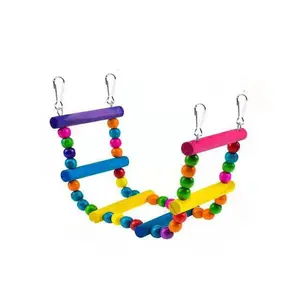 鹦鹉玩具套装彩色6件鹦鹉笼配件无聊缓解球弦栖息立杆梯子