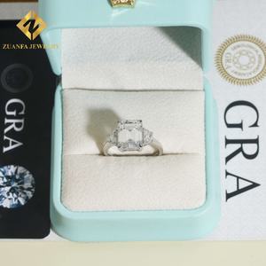 Testeur de diamants Pass, émeraude taille trillion, moissanite en argent sterling 925, anneaux de fiançailles en moissanite VVS, bijoux pour femmes - Product Image 4