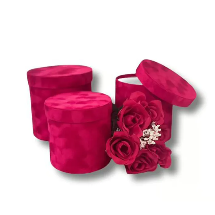 Luxury Velvet Round Flower Boxes With Custom Logo Printed,Suede Box For Roses,Valentines Gifts Flower Packaging Boxes
