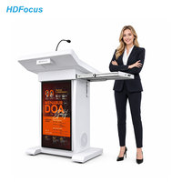 Podio Digital Profesional de 32 Pulgadas con Señalización Frontal, Pantalla Táctil de 21.5 Pulgadas, Elevación Automática y Altura Ajustable, Atril Electrónico OEM