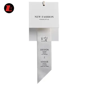 Label Fashion kustom merek Tag gantung dengan logo kertas Sutra Tag gantung sendiri untuk Aksesori garmen