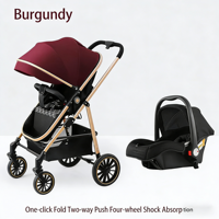 Poussette bébé 3-en-1 légère grise |   Poussette pliable haut de gamme avec siège auto