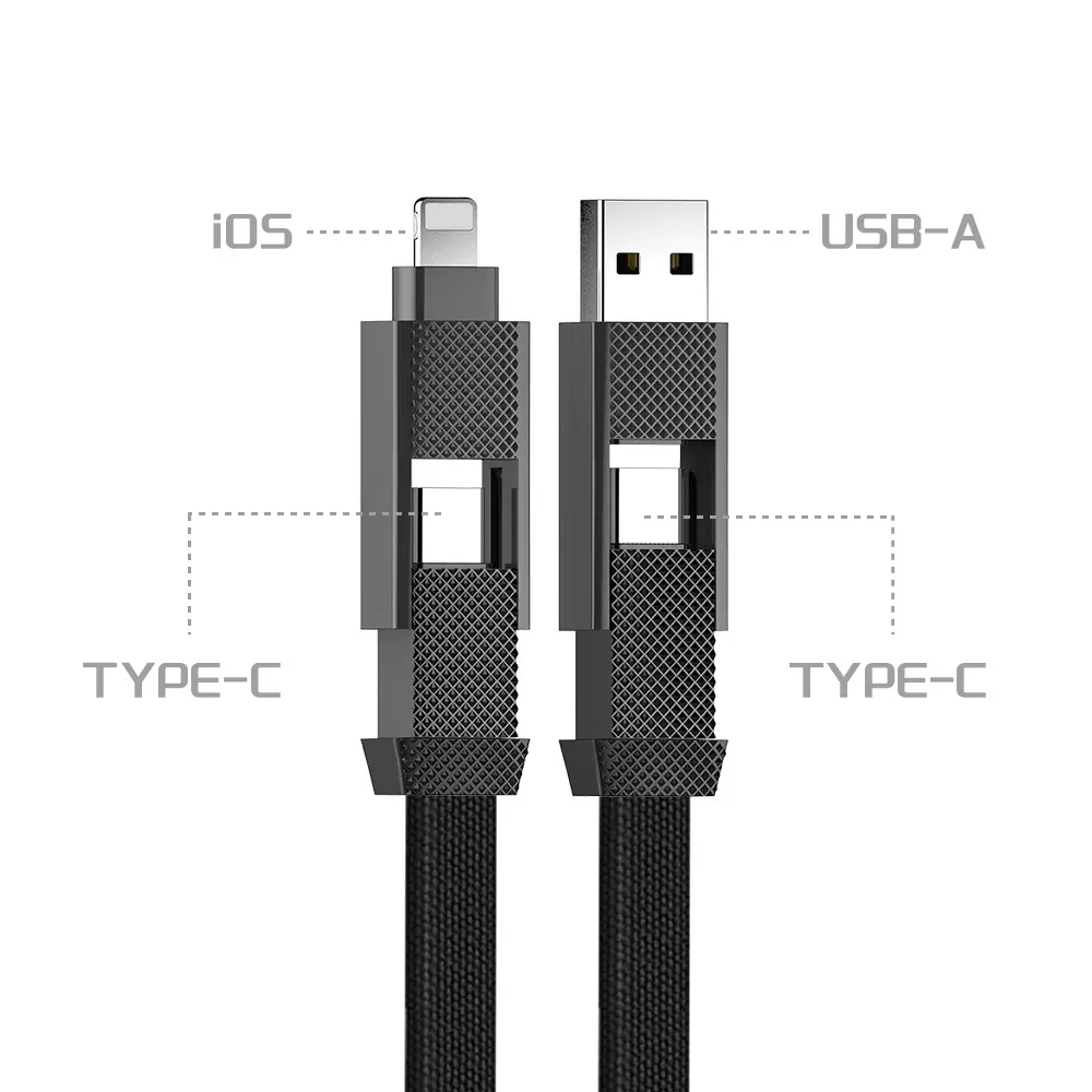 Porte-clés nouveau modèle PD100W charge rapide 4 en 1 câble USB USB A Type C à L USB C câble de données pour IPAD Smart Ring Watch