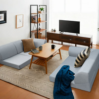 Canapé modulaire pliable de style japonais en tissu microfibre en forme de L, personnalisable en gros pour salon