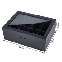 Boîte de rangement en bois, boîte de rangement en bois de luxe personnalisée, couvercle en acrylique, emballage noir, sachet de thé, organisateur de boîtes à thé