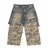Jeans pour hommes SOONREE, haute qualité OEM ODM, pantalon cargo Y2K à empiècements, jeans baggy en denim pour hommes, effet usé
