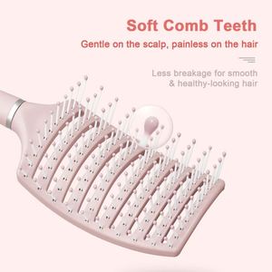 Fashion Simple Curved Vented Detangling Laser Nylon Hair <b>Brush</b> Custom Logo Eco-friendly Waterproof Dry Massage Salon Quality - Product Image 3